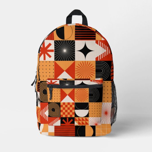 Rode Sinaasappels zwarte geometrische tas (Voorkant)