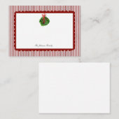 Rode Sint-jakobsschelp Tikkerende Streep Kerstvaka Notitiekaartje (Voorkant / Achterkant)