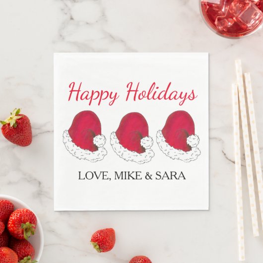 Rode Sinterklaas Pet Prettige feestdagen Kerstmis Servet (Insitu)