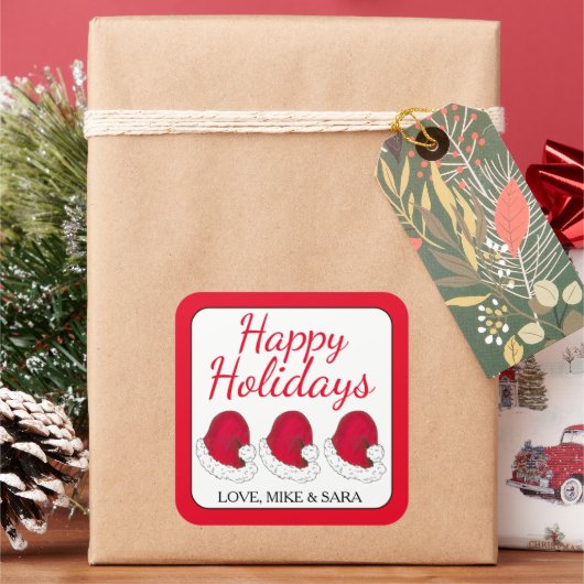 Rode Sinterklaas Pet Prettige feestdagen Kerstmis Vierkante Sticker (Feestdagen)