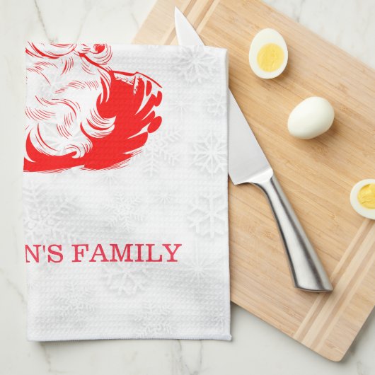 Rode Sinterklaas Witte Sneeuwvlokken Theedoek (Quarter Fold)