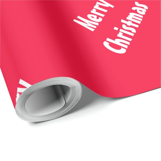 Rode Sjabloon Vrolijke Kerstmis Tekst  Elegant Cadeaupapier (Rol Hoek)