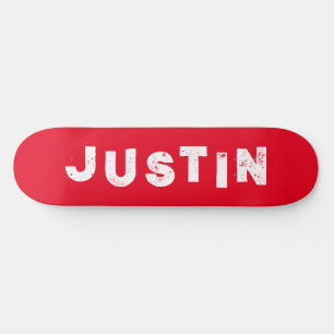 Rode skateboard effen kleur gepersonaliseerde naam