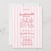 Rode Sketch Bikinis & Martinis Roze Gestreepte Kaart (Voorkant)