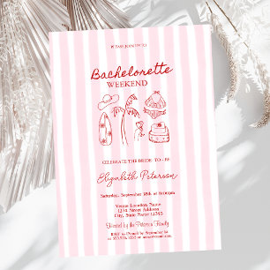 Rode Sketch Bikinis & Martinis Roze Gestreepte Kaart