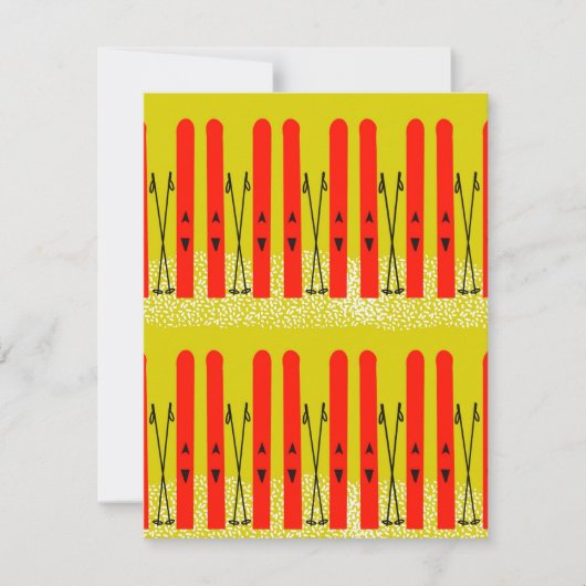 Rode skis op gele kaart (Voorkant)