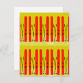 Rode skis op gele kaart (Voorkant / Achterkant)