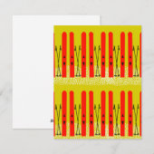 Rode skis op gele kaart (Voorkant / Achterkant)