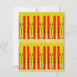 Rode skis op gele kaart