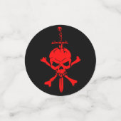 Rode Skulls en Swords Halloween Confetti (Kleine voorkant)