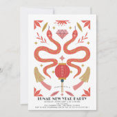 Rode Slang 2025 Lunar / Chinees Nieuwjaarsfeest Kaart (Voorkant)