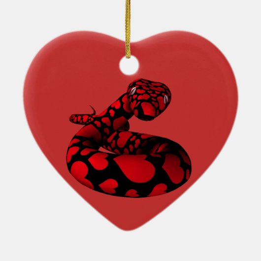 Rode slang met hart keramisch ornament (Achterkant)