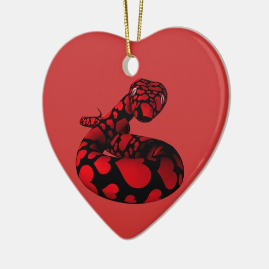 Rode slang met hart keramisch ornament (Links)