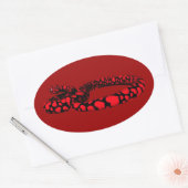 Rode slang met hart ovale sticker (Envelop)