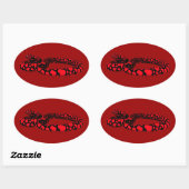 Rode slang met hart ovale sticker (Vel)