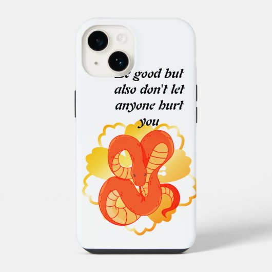 Rode slang op een gouden bloem | Uniek & luxe iPhone Hoesje (Achterkant)