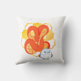 Rode slang op een gouden bloem | Uniek & luxe Kussen