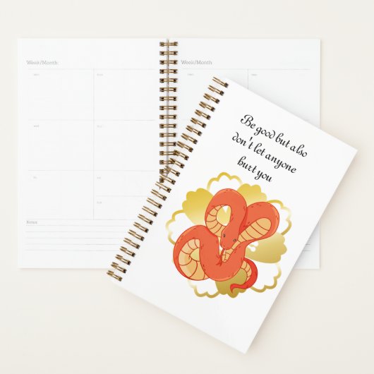 Rode slang op een gouden bloem | Uniek & luxe Planner (Display)