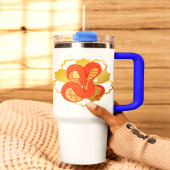 Rode slang op een gouden bloem | Uniek & luxe Reisbeker