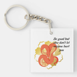 Rode slang op een gouden bloem   Uniek & luxe Sleutelhanger