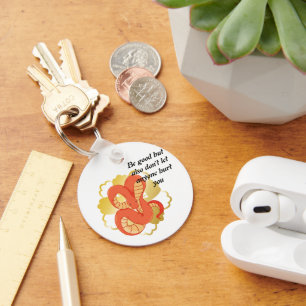 Rode slang op een gouden bloem Uniek & luxe Sleutelhanger