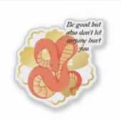 Rode slang op een gouden bloem | Uniek & luxe Sticker (Voorkant)