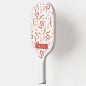 Rode Slang & Paddestoel Patroon Wit Pickleball Paddle (Links)