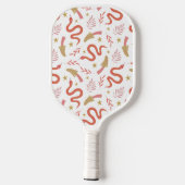 Rode Slang & Paddestoel Patroon Wit Pickleball Paddle (Achterkant)