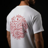 Rode Slang Zodiac Japanse Kunst T-shirt