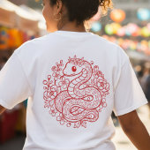 Rode Slang Zodiac Japanse Kunst T-shirt