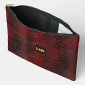 Rode Slangenhuid Leerprint Geprägde Monogram Etui (Open)