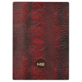 Rode Slangenhuid Leerprint Geprägede Monogram Klembord (Achterkant)