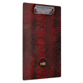 Rode Slangenhuid Leerprint Geprägede Monogram Klembord (Rechts)