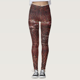 Rode Slangenschubben Leggings