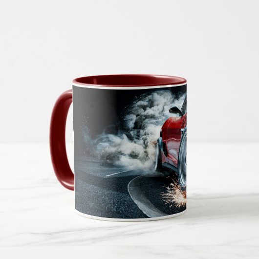 Rode Slanke Drifting Sportwagen Automotive Mok (Voorkant links)