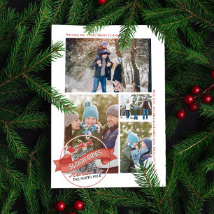  rode slee rijdt fotocollage feestdagenkaart