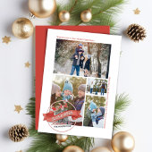  rode slee rijdt fotocollage feestdagenkaart