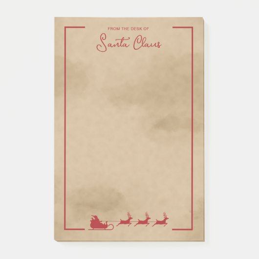 Rode slee van kerstman op nep oude versleten papie post-it® notes (Voorkant)