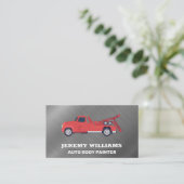 rode sleepwagen | Metallic geborstelde achtergrond Visitekaartje (Staand voorkant)