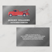rode sleepwagen | Metallic geborstelde achtergrond Visitekaartje (Voorkant / Achterkant)