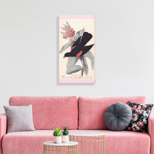 Rode slopende zwarte vogel van John James Audubon Canvas Afdruk (Insitu (Woonkamer))