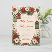 Rode Smaragd Kerst Baby Shower Kaart (Staand voorkant)