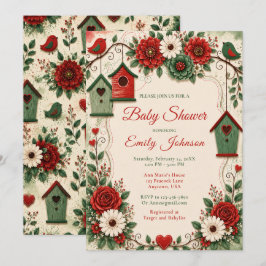 Rode Smaragd Kerst Baby Shower Kaart