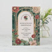  Rode Smaragdgroene Floral Lijst Art Nouveau Kaart (Staand voorkant)