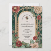  Rode Smaragdgroene Floral Lijst Art Nouveau Kaart (Voorkant)