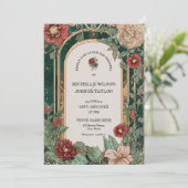  Rode Smaragdgroene Floral Lijst Art Nouveau Kaart (Staand voorkant)