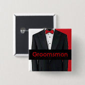 Rode smoking klantgerichte groomsman knoop vierkante button 5,1 cm (Voorkant /achterkant)