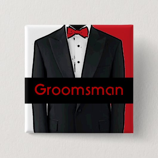 Rode smoking klantgerichte groomsman knoop vierkante button 5,1 cm (Voorkant)