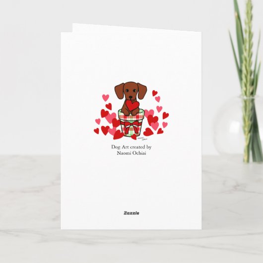 Rode Smooth Teckel Valentijnsdag Kaart (Achterkant)
