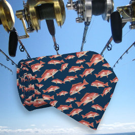 Rode Snapper Patroon Zoutwater Visser Navy Blauwe Stropdas